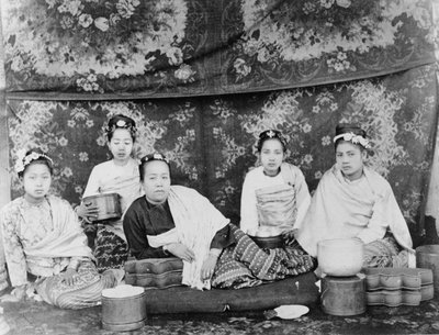 Burmese Lady and her Attendants by Felice Beato